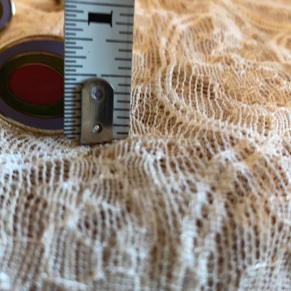 Vintage oval enamel & gold modernist design lavender, pink & green cuff link set - Picture 5 of 6